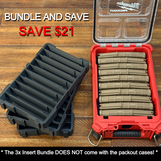 Milwaukee Packout - AR15 Mag Storage 3x BUNDLE - 5.56/.223 Custom Insert Kits!