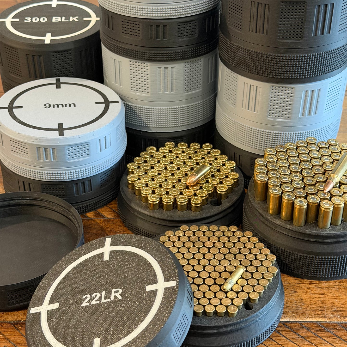 Ammo Cache - Stackable Ammo Organizer - Pistol and Rifle Ammunition Storage